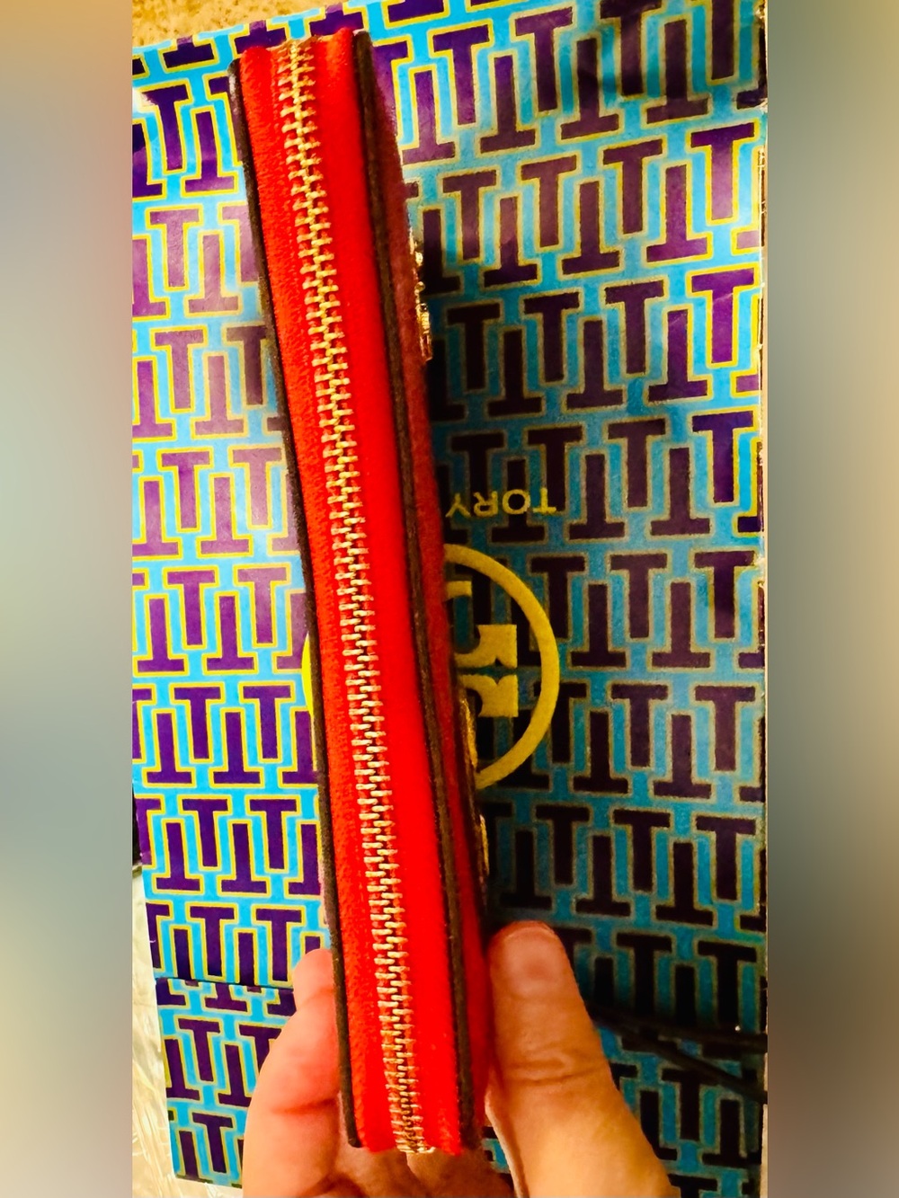 Tory Burch Perry Patchwork Hearts zip continental wallet with heart zipper pull - Picture 13 of 16